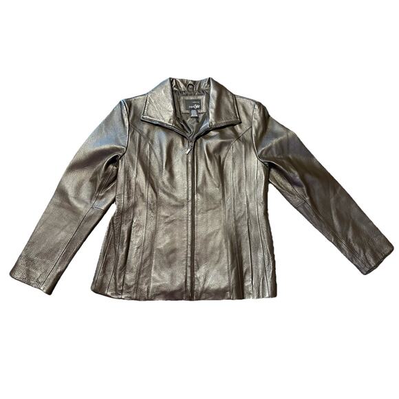 Genuine Leather Jacket East 5th Petite Medium Brown - Picture 1 of 12